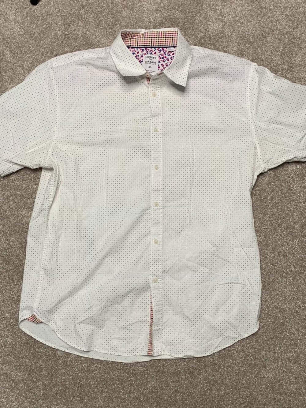 Society of Threads Shirt Mens Size XL White Black with colorful insert.